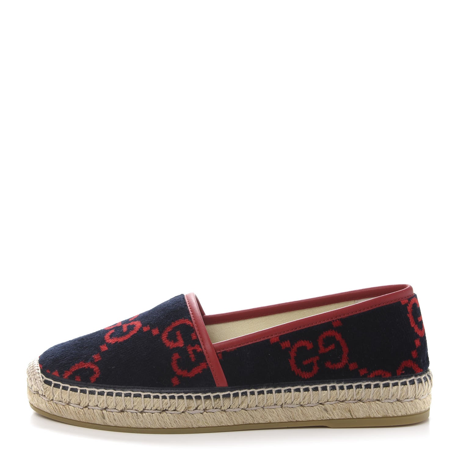 Gucci Terry Cloth GG Monogram Espadrilles 39 Blue Red 1 of 9