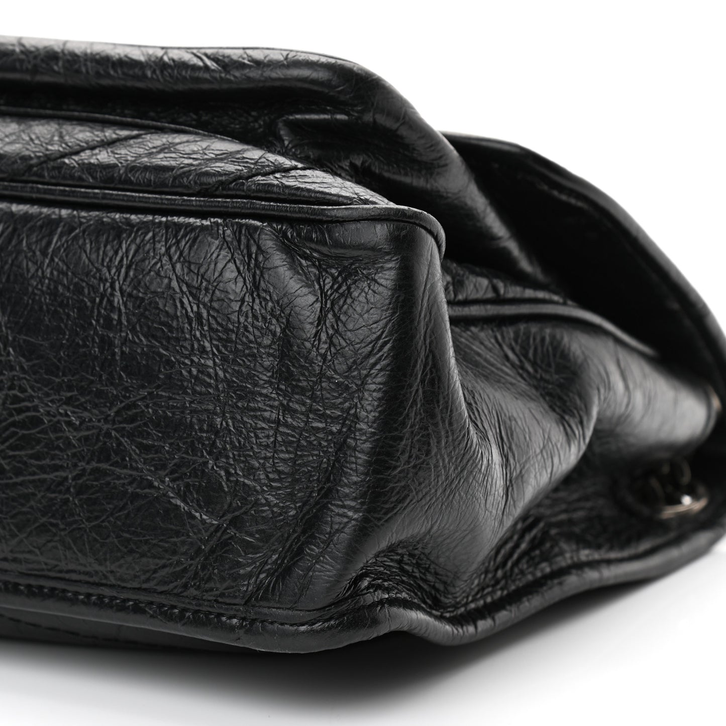 Crinkled Calfskin Matelasse Monogram Medium Niki Chain Satchel Black