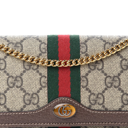 Gucci GG Supreme Monogram Web Ophidia Wallet On Chain Brown 8 of 11
