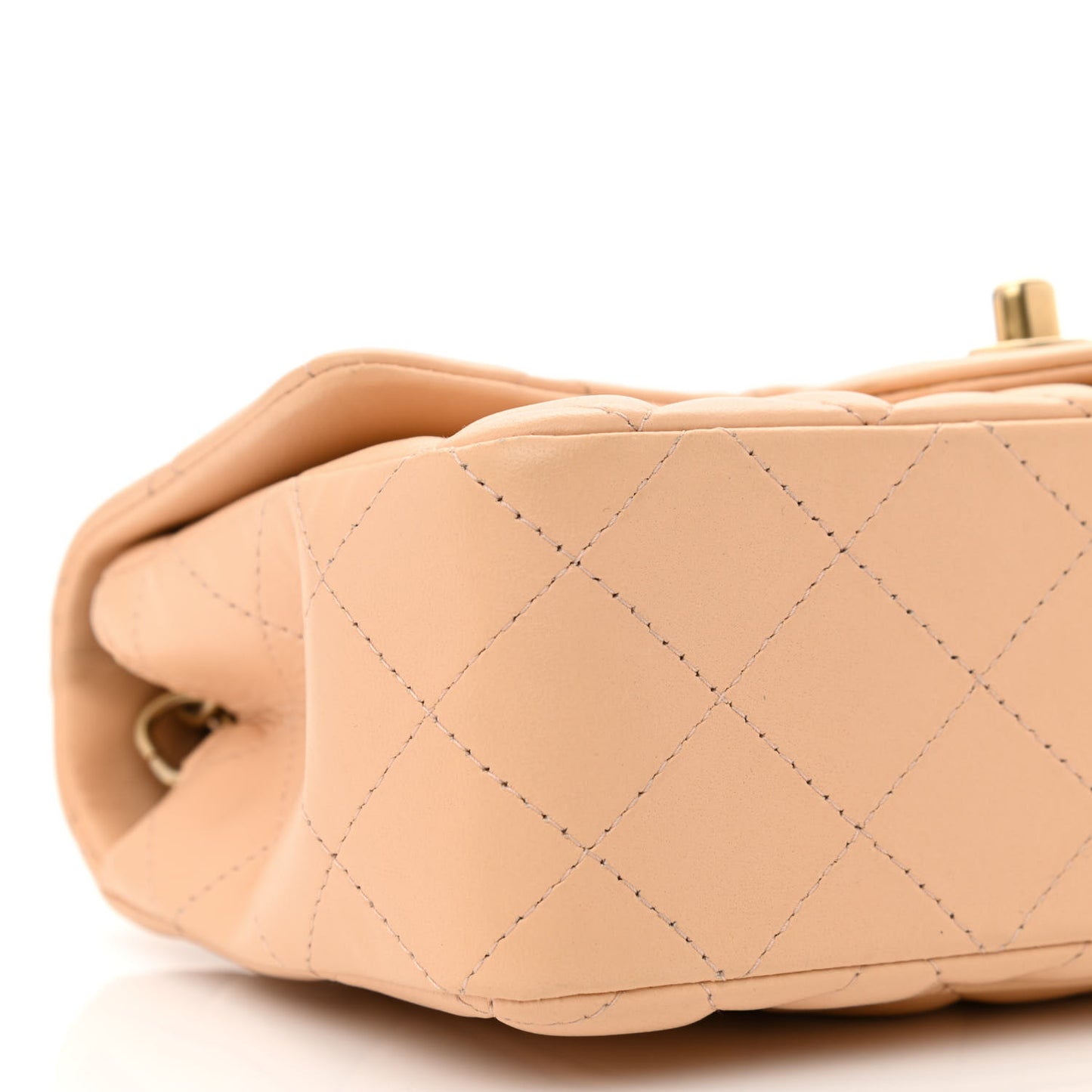Lambskin Quilted Mini Rectangular Flap Beige