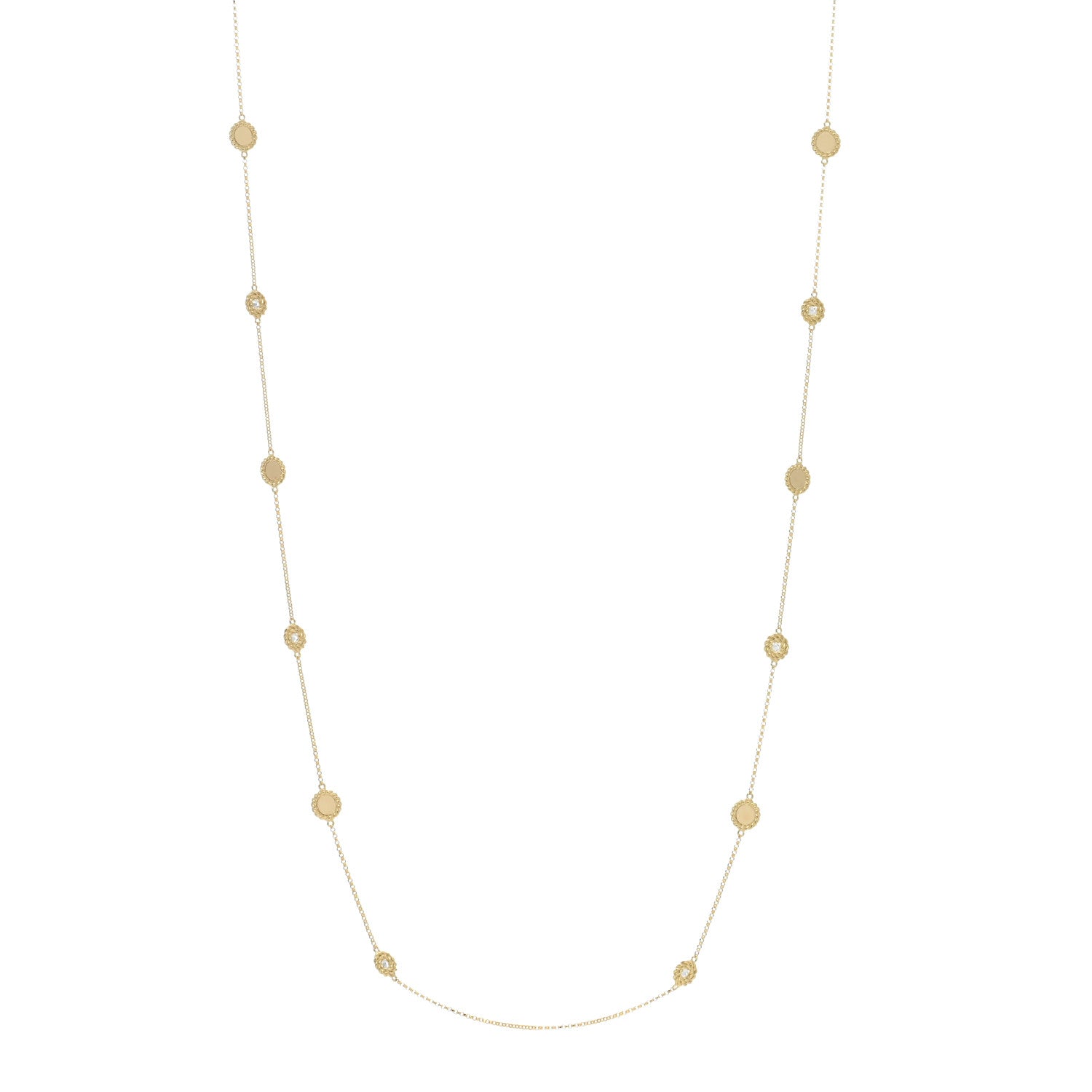 Roberto Coin 18K Yellow Gold Diamond New Barocco Station Necklace 1 of 4