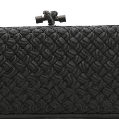 Bottega Veneta Satin Ayers Intreccio Impero Stretch Knot Clutch Black 7 of 9