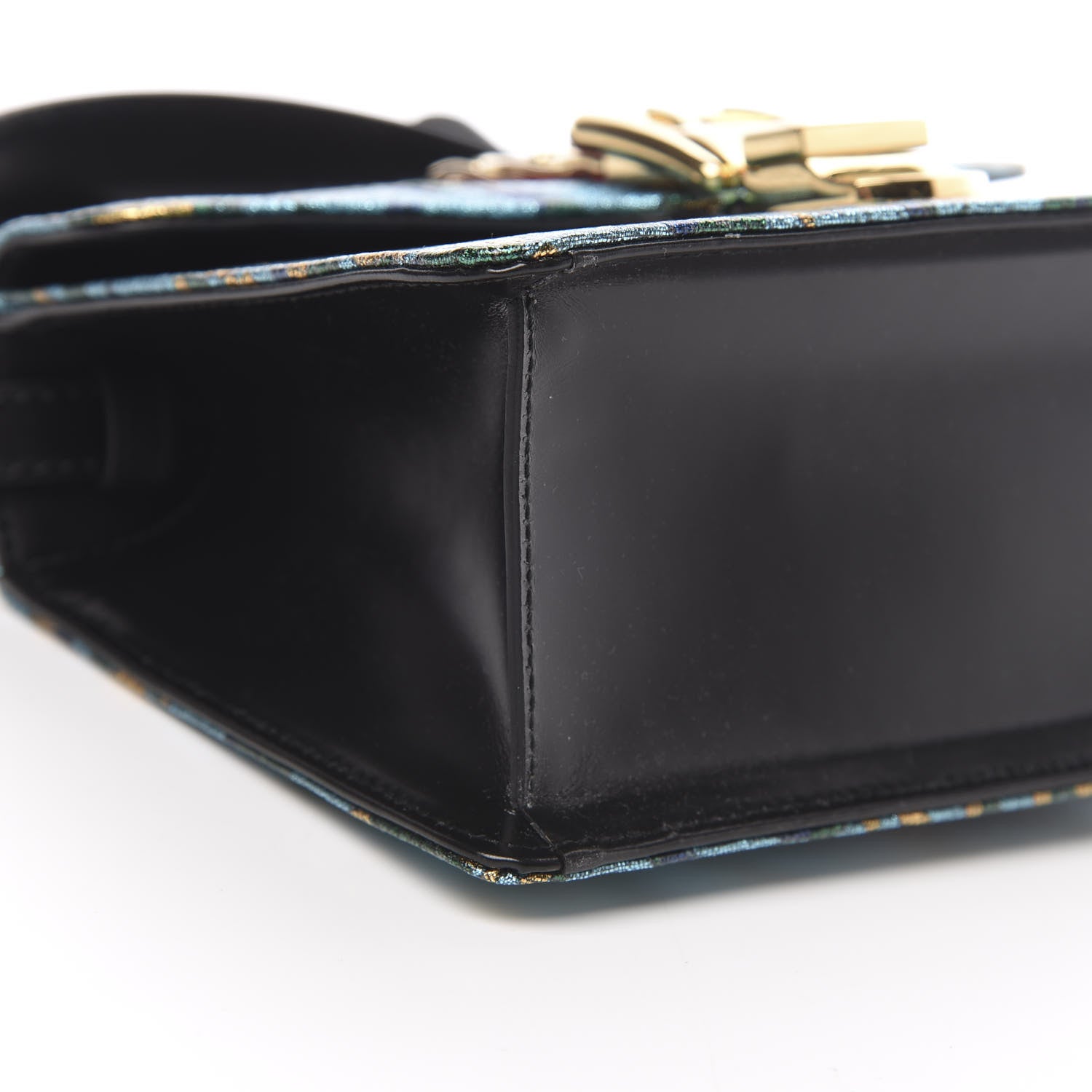 Gucci Iridescent Brocade Mini Sylvie Top Handle Bag Azure 10 of 12