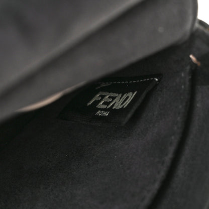Fendi Calfskin Elaphe Crocodile Monster Studded Micro Double Baguette Black Grigio Polvere 8 of 13