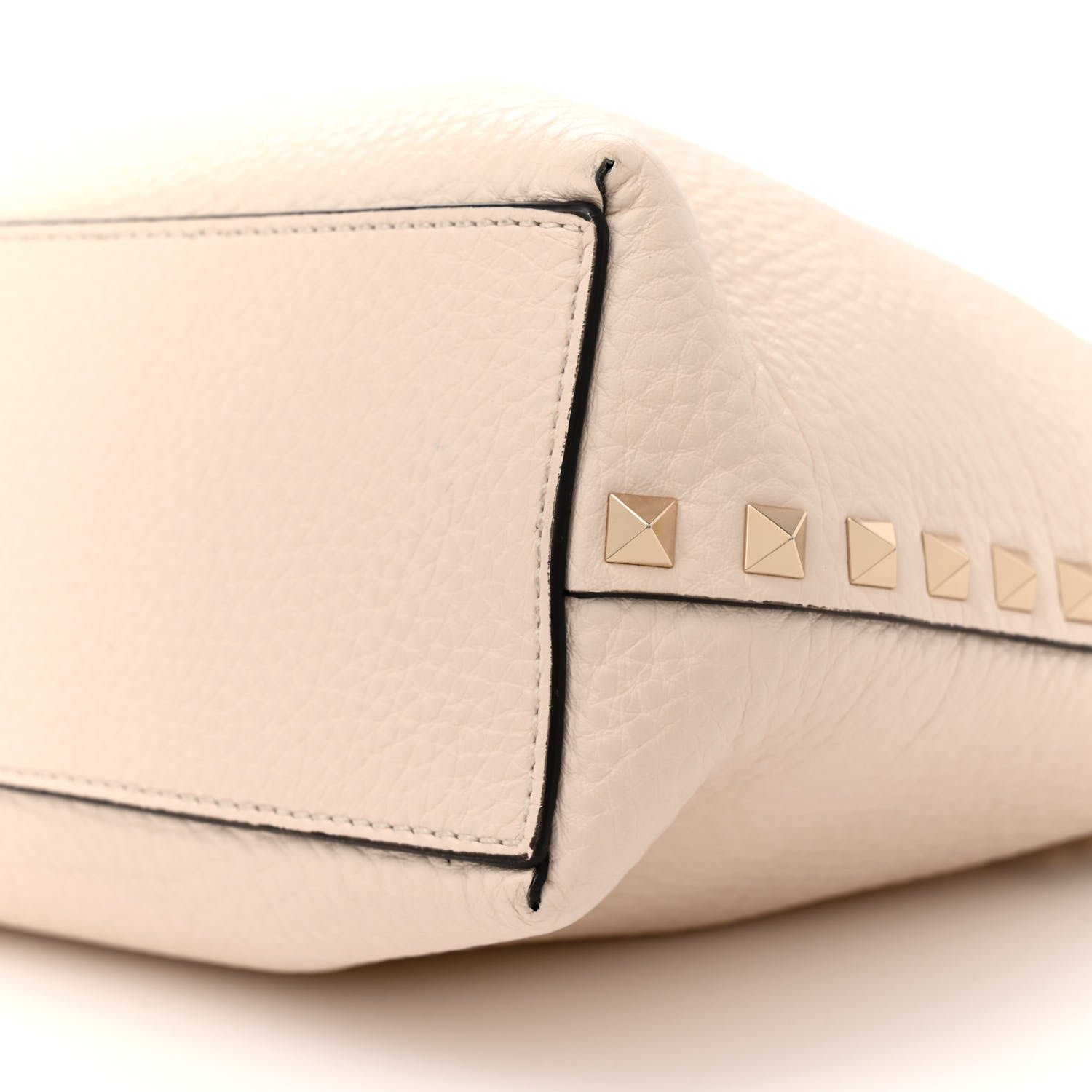 Valentino Garavani Grained Calfskin Small Rockstud Flip Lock Tote Light Ivory Rubino 10 of 12