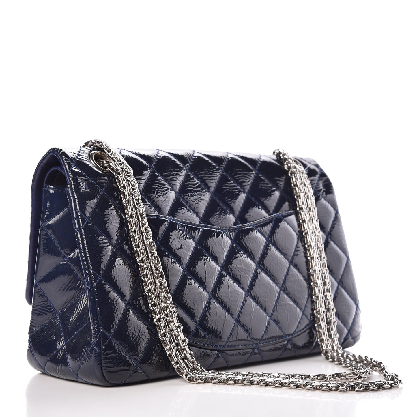 Distressed Patent Quilted 2.55 Reissue 226 Flap Navy