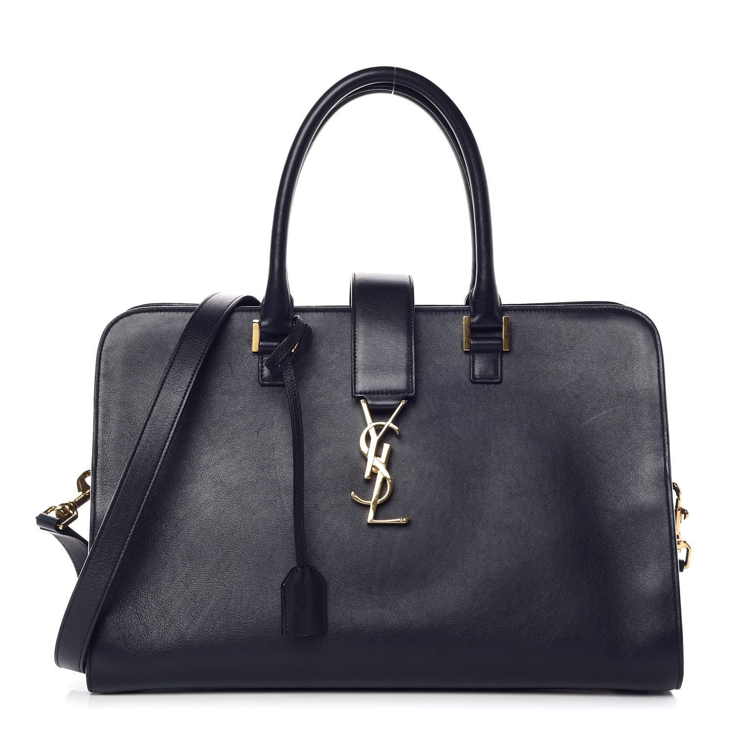 Saint Laurent Calfskin Medium Monogram Cabas Navy 1 of 12