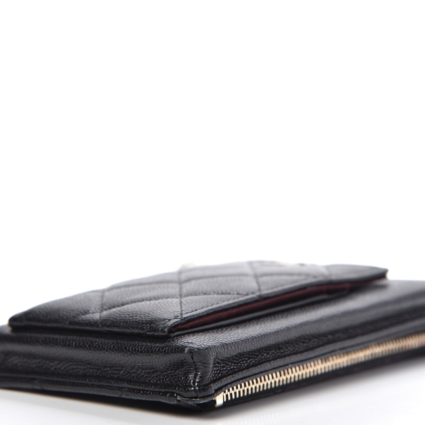 Caviar Quilted Zip Phone Case Black