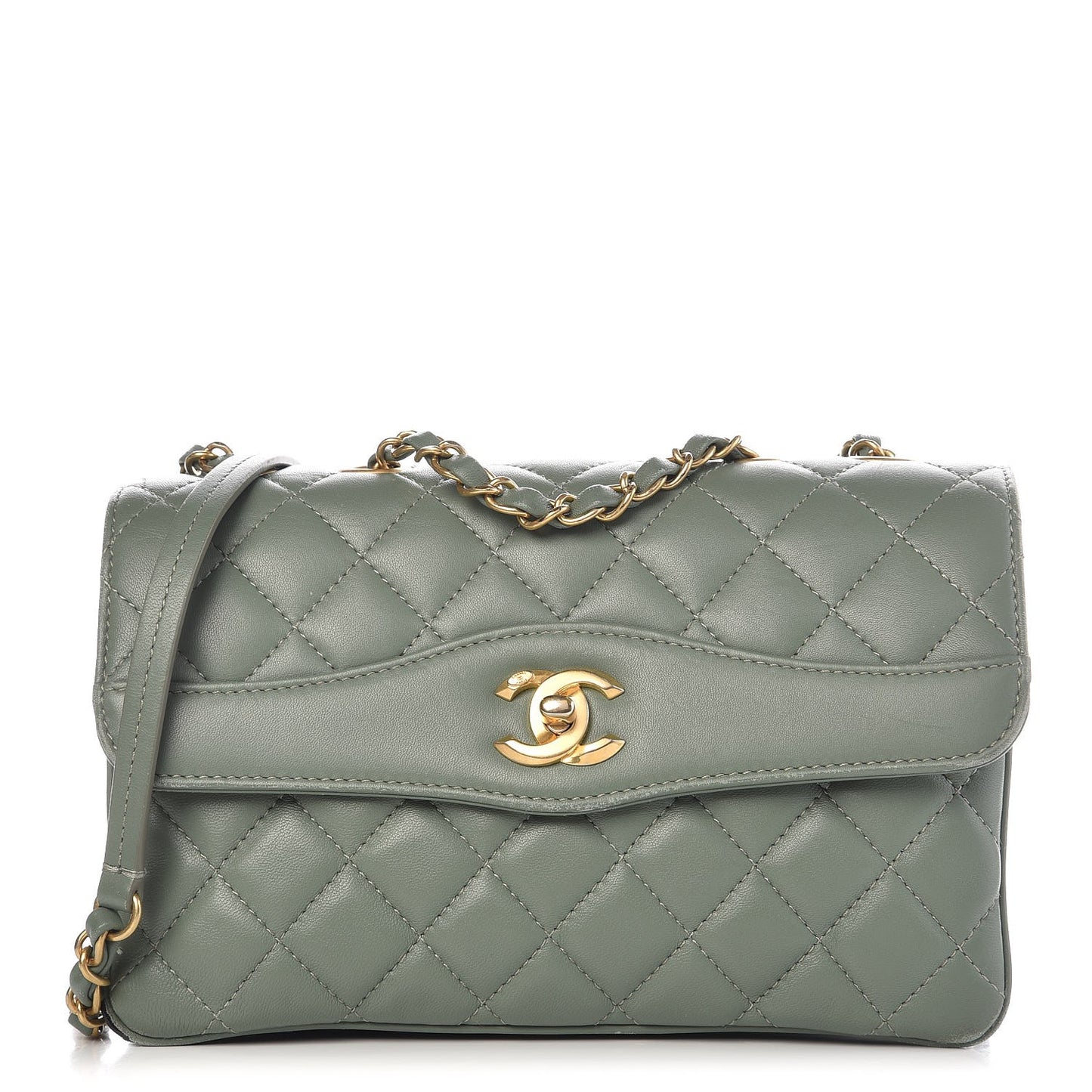 Lambskin Quilted Coco Vintage Flap Green