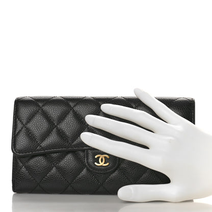 Chanel Caviar Quilted Large Gusset Flap Wallet Black 2 of 9