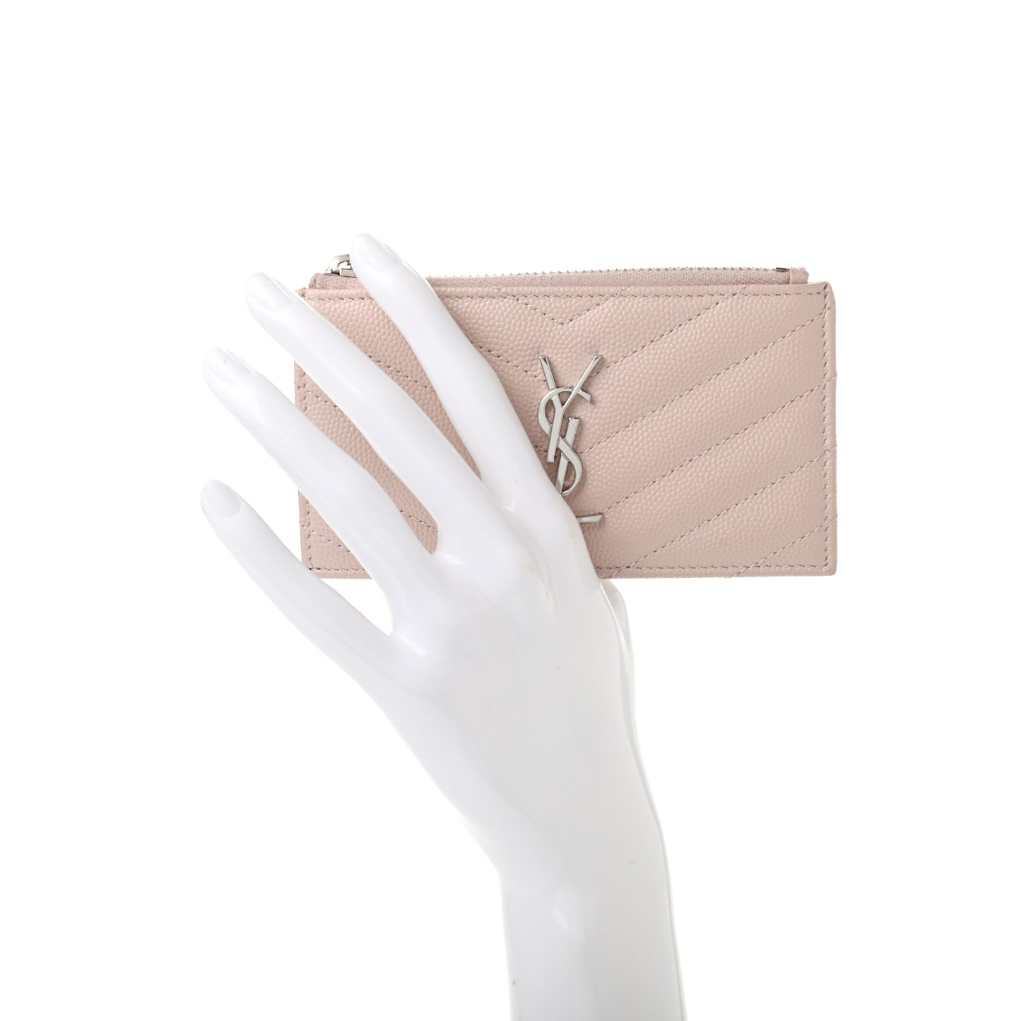 Monogram Grain de Poudre 5 Fragments Zip Pouch Card Holder Nude Powder