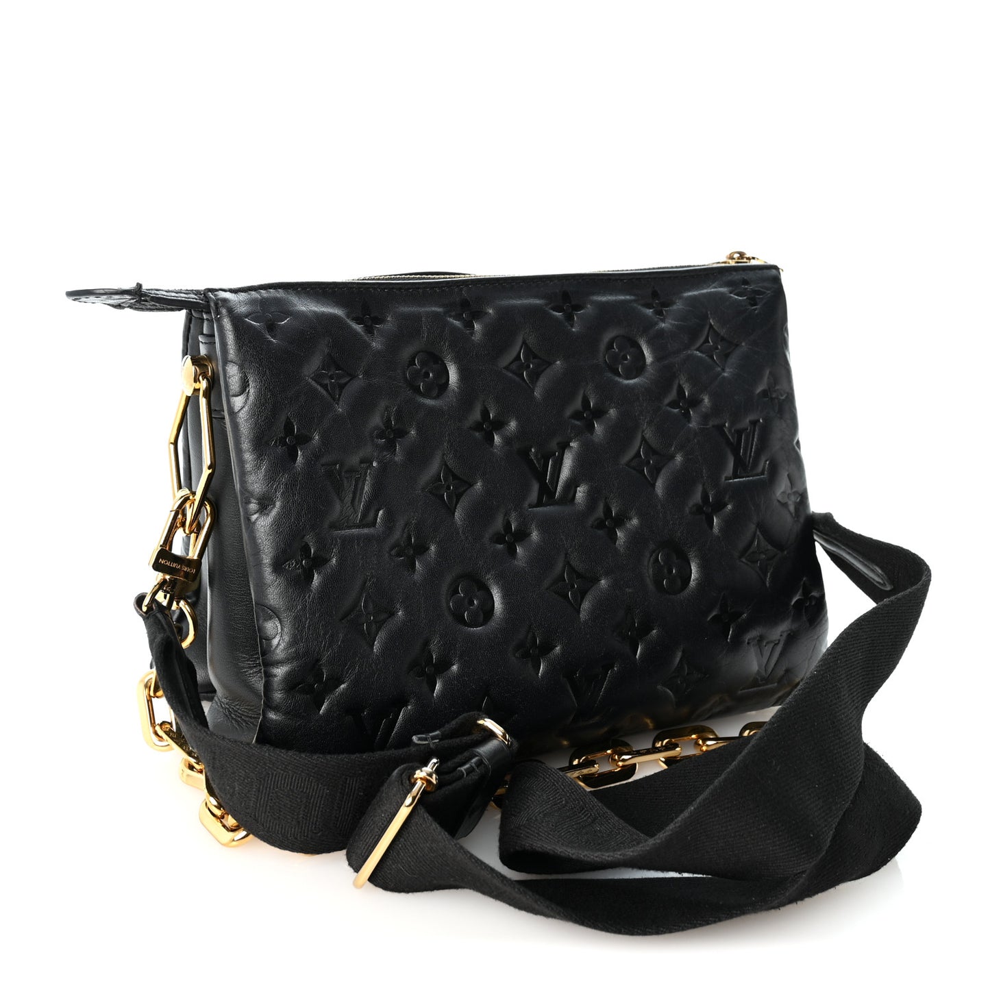 Lambskin Embossed Monogram Coussin PM Black