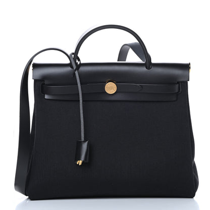Hermes Military Toile Vache Hunter Herbag Zip PM 31 Black 3 of 12