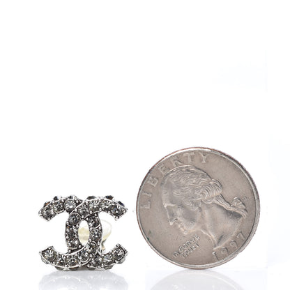 Chanel Crystal CC Clip On Earrings Silver 2 of 5