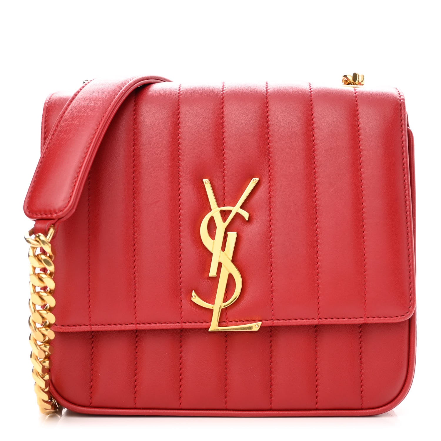 Saint Laurent Lambskin Matelasse Monogram Medium Vicky Chain Bag Rouge Eros 1 of 11
