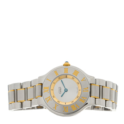 Cartier Stainless Steel 18K Yellow Gold 31mm Must De 21 Quartz Watch 2 of 4