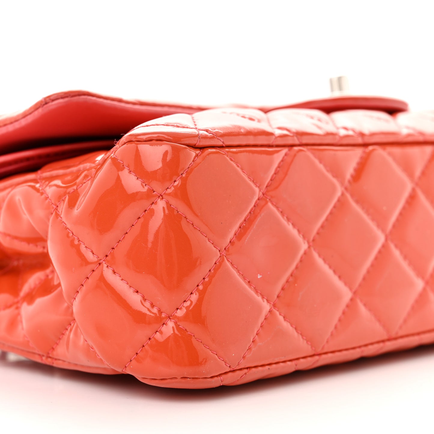 Patent Quilted Medium Double Flap Coral