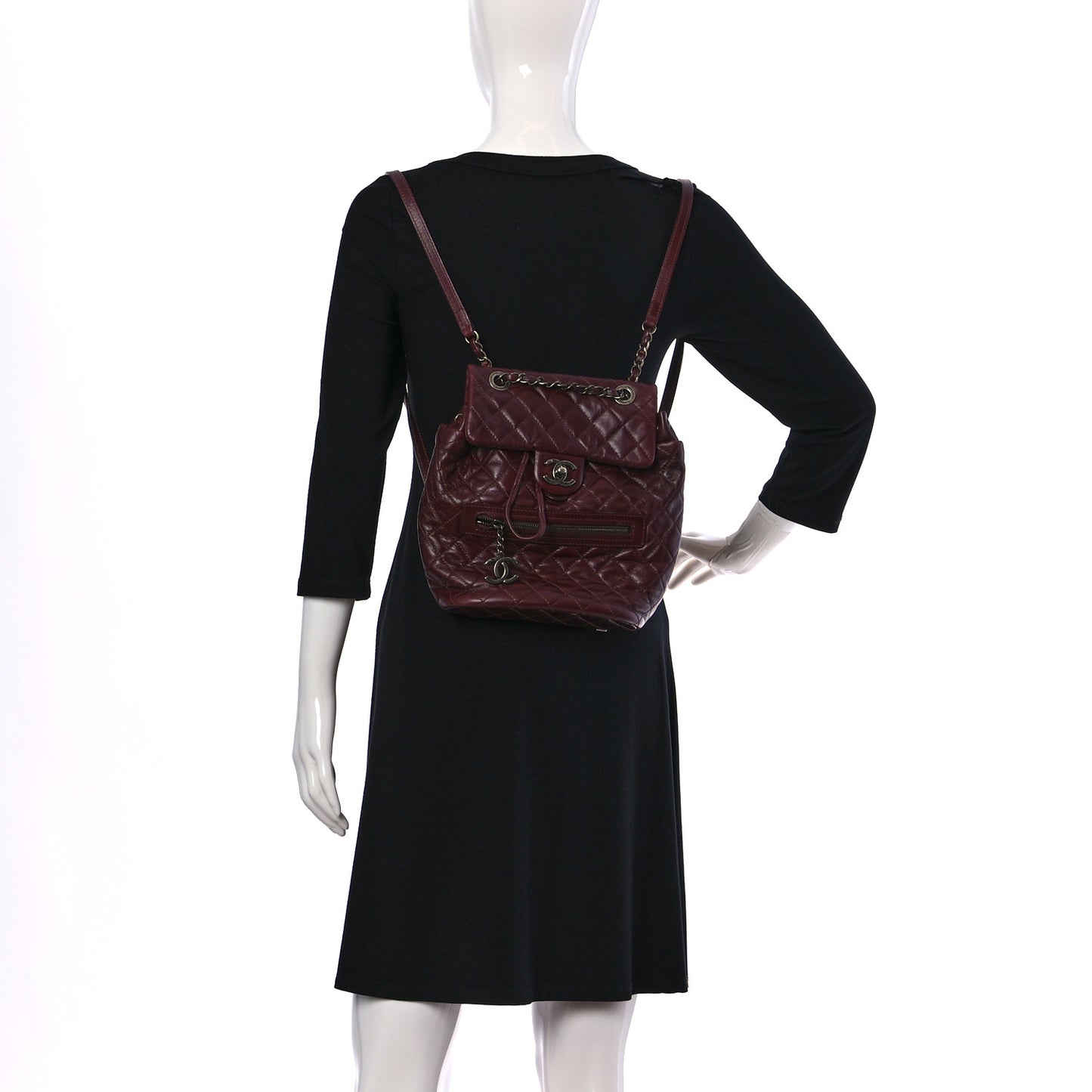 Glazed Calfskin Quilted Small Salzburg Mountain Backpack Burgundy