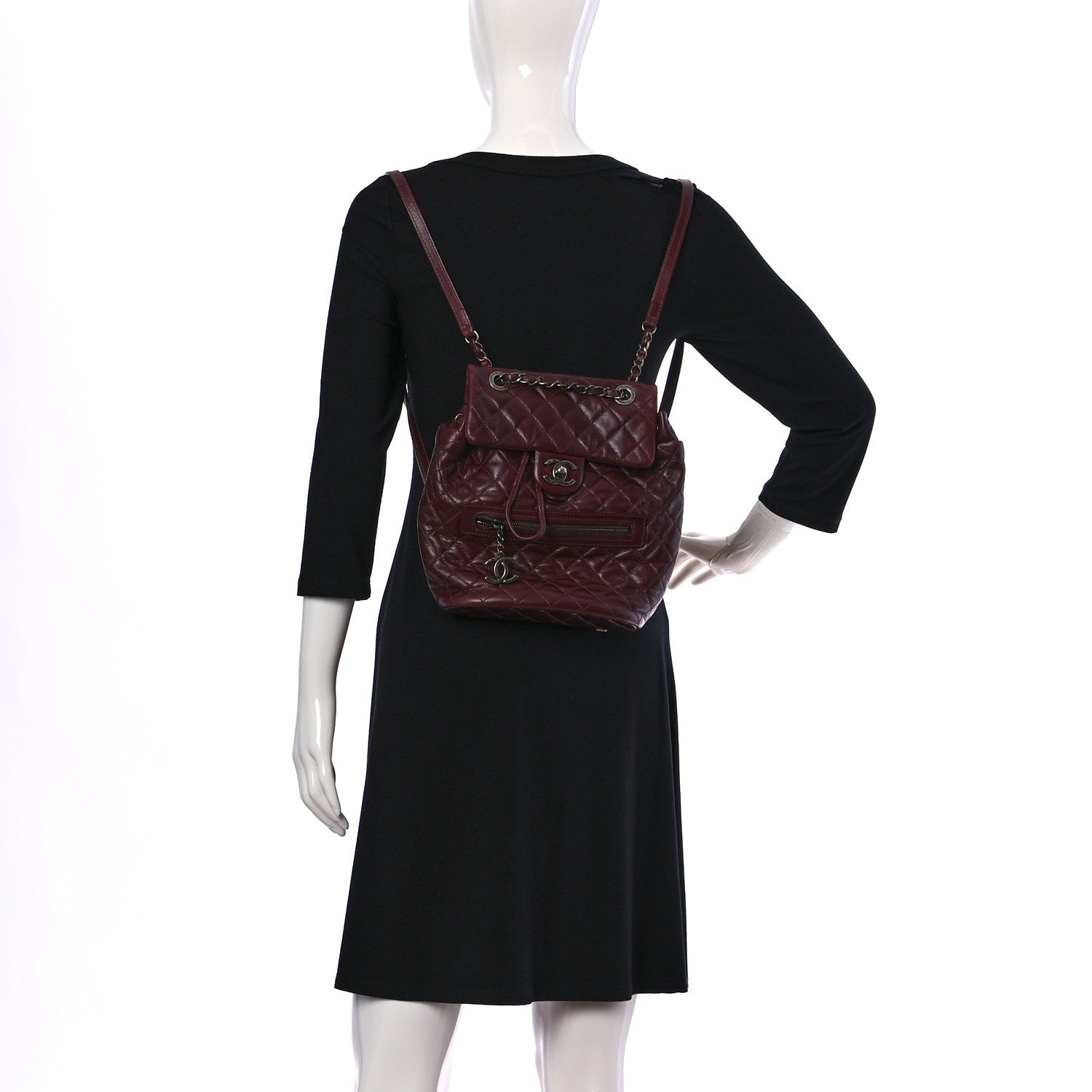 Chanel Glazed Calfskin Quilted Small Salzburg Mountain Backpack Burgundy 2 of 9