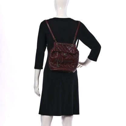 Chanel Glazed Calfskin Quilted Small Salzburg Mountain Backpack Burgundy 2 of 9