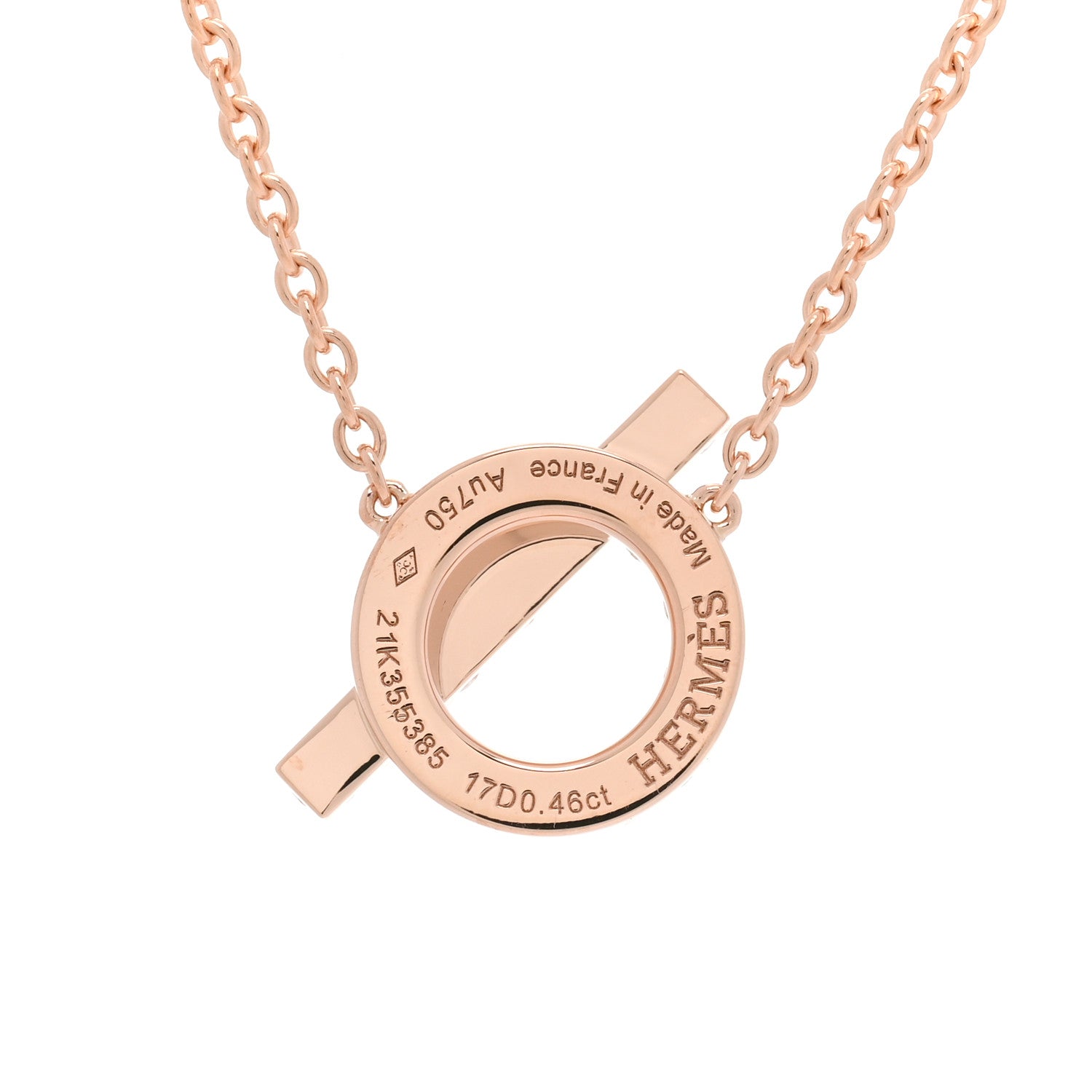 Hermes 18K Rose Gold Diamond Finesse Pendant Necklace 3 of 3