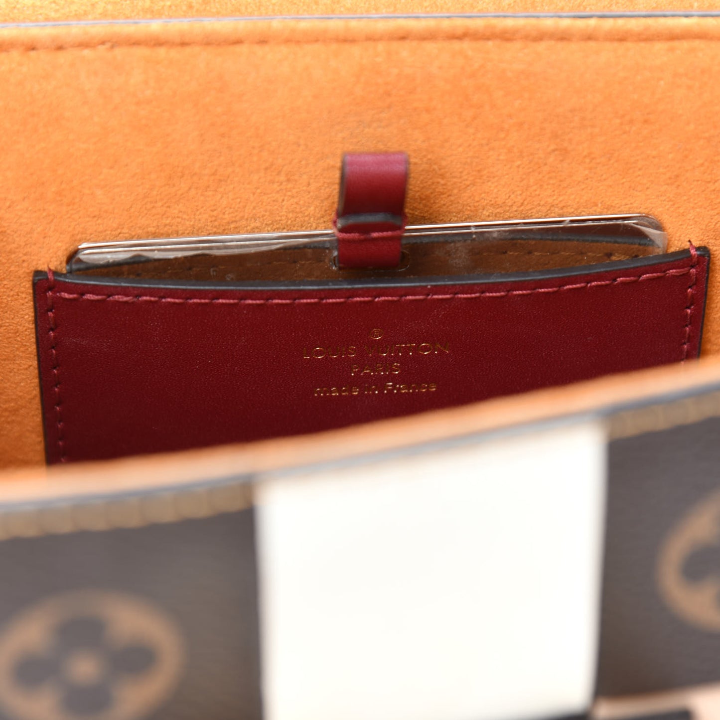 Calfskin Monogram Check Twist MM Beige White Orange