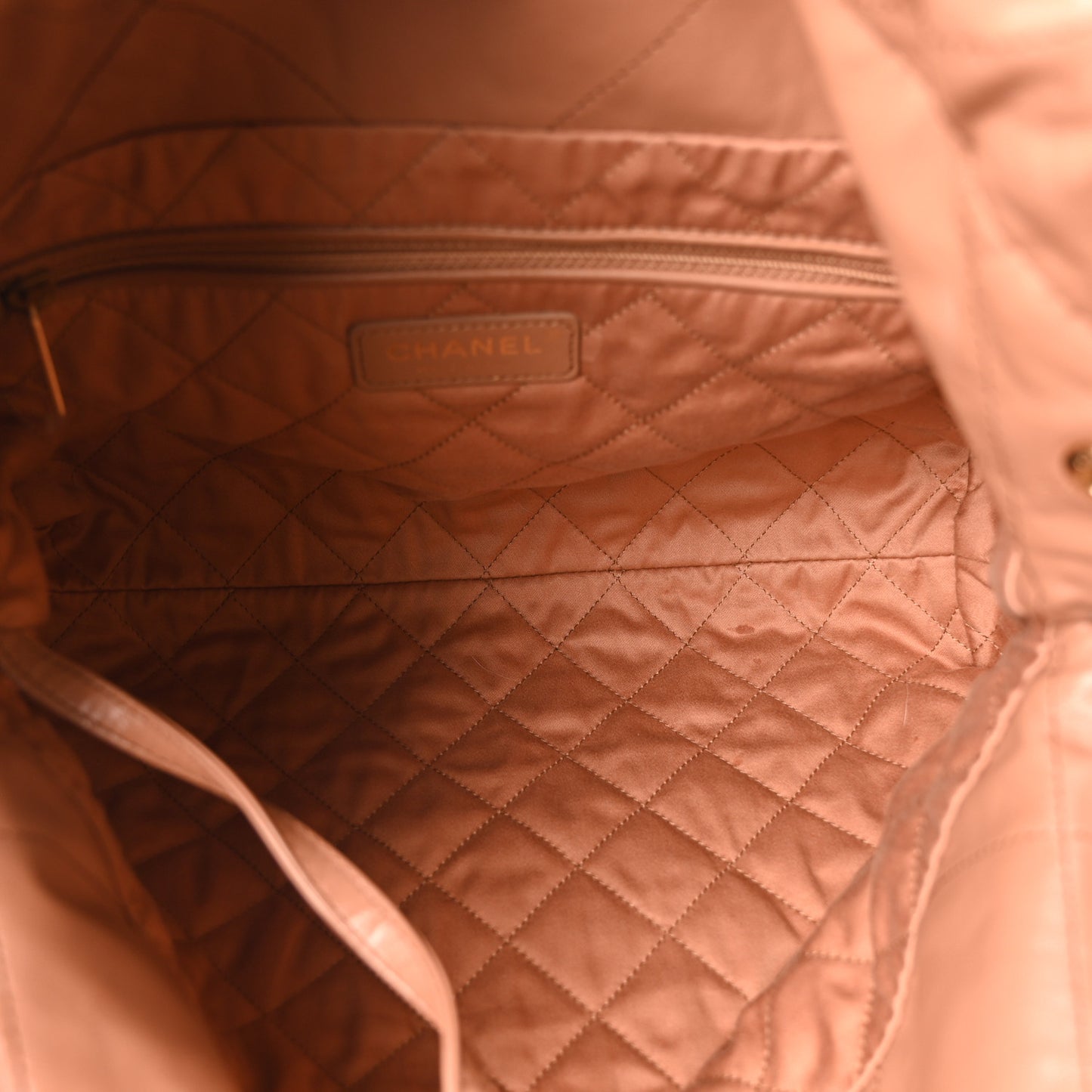 Shiny Calfskin Quilted Small Chanel 22 Camel