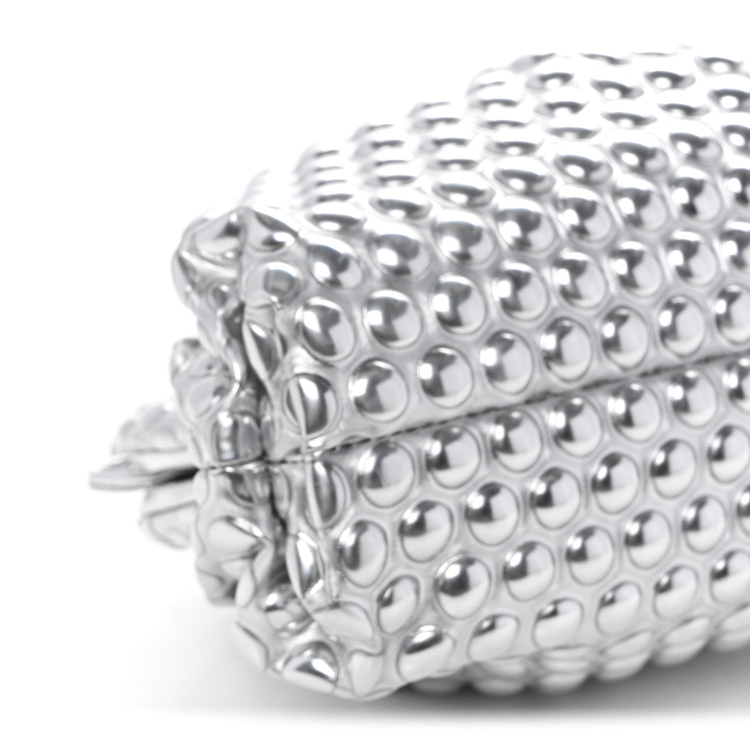 Bottega Veneta Metallic Fabric Bubble Wrap The Mini Pouch Silver 8 of 9