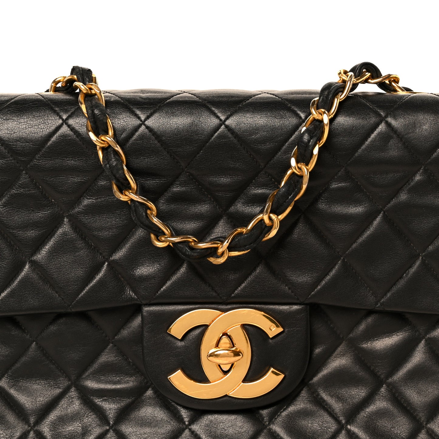Lambskin Quilted XL Jumbo Single Flap Black