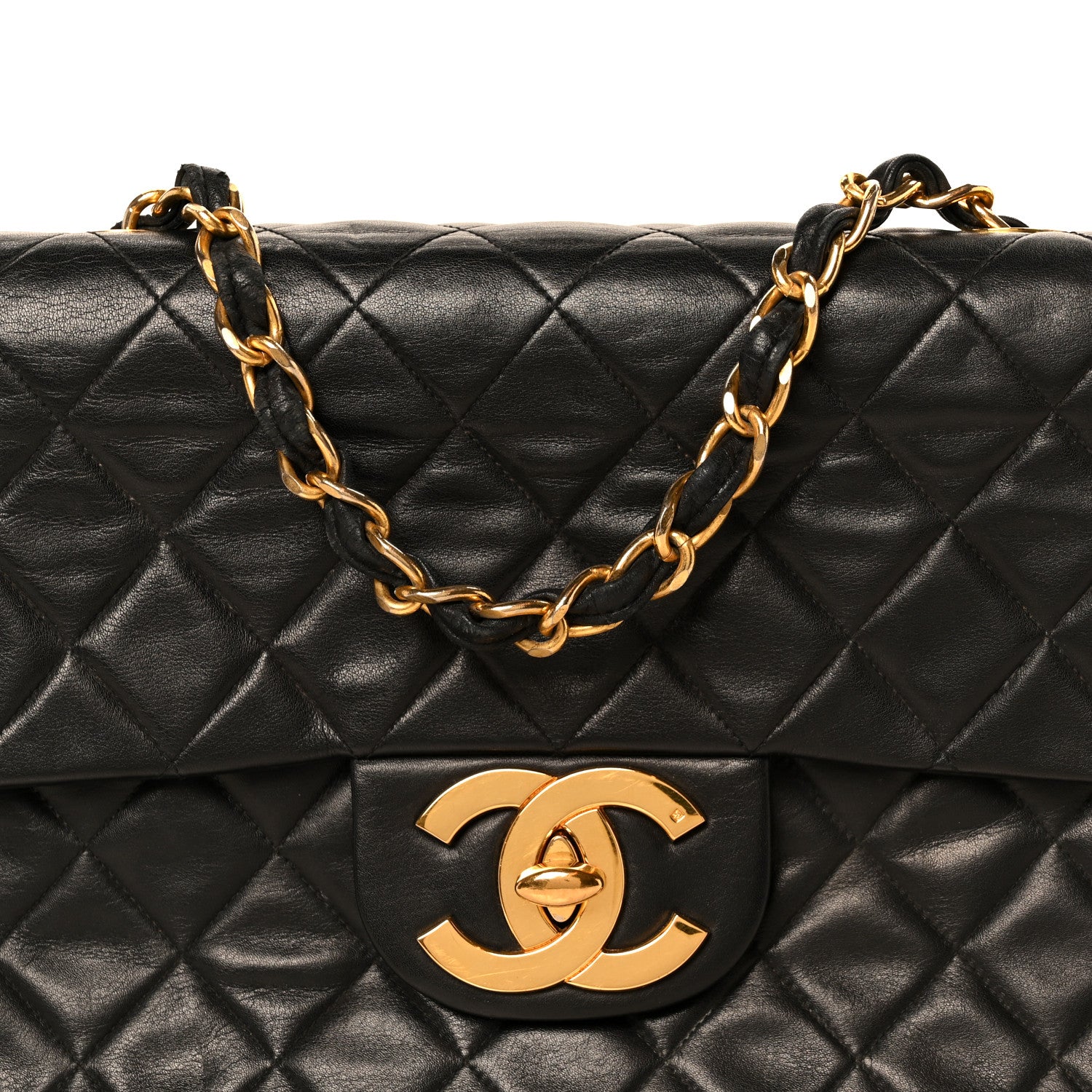 Chanel Lambskin Quilted XL Jumbo Single Flap Black 10 of 12
