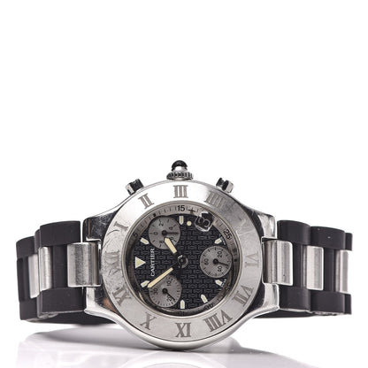 Cartier Stainless Steel Rubber 38mm Must 21 Chronoscaph Quartz Watch Black 3 of 8