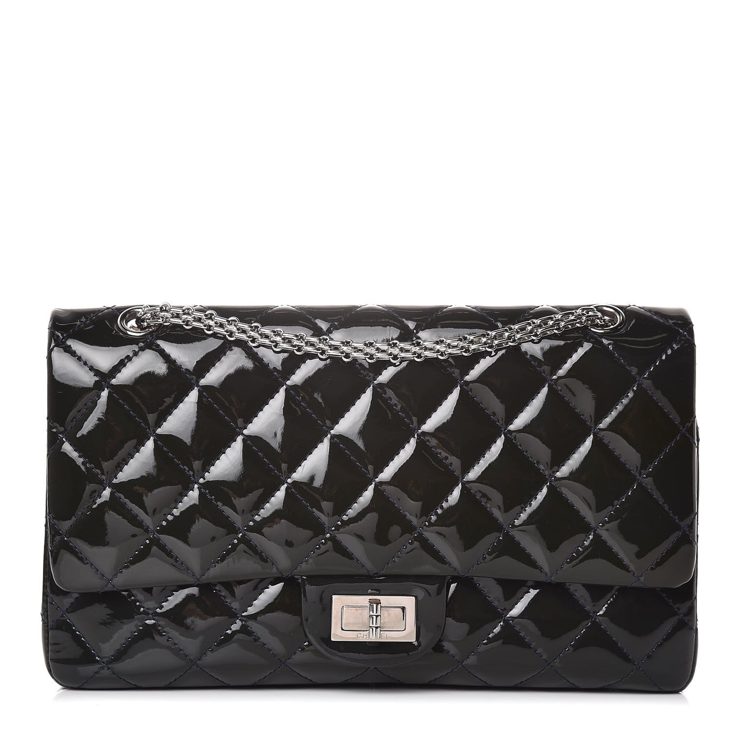 Patent Quilted 2.55 Reissue 227 Flap Dark Blue