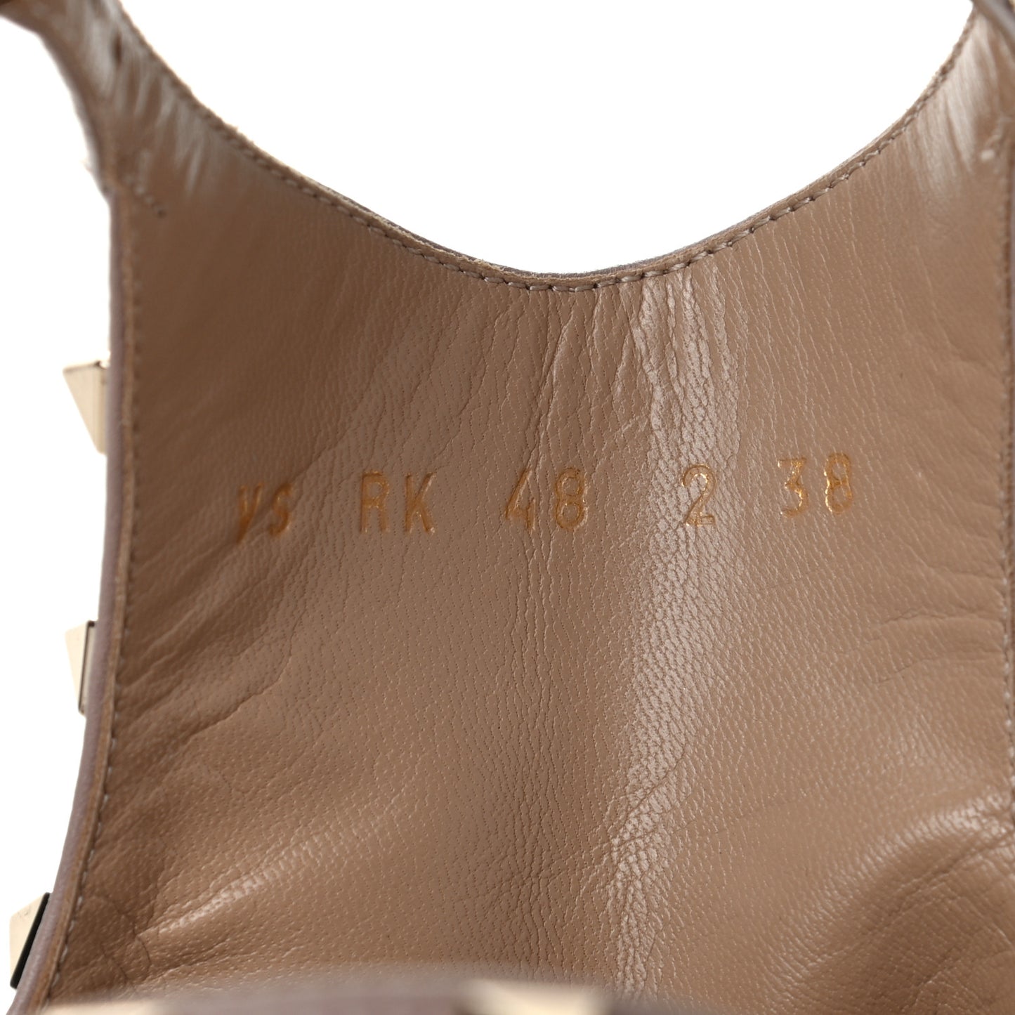 Pebbled Calfskin Rockstud Open Back Ankle Booties 38 Poudre