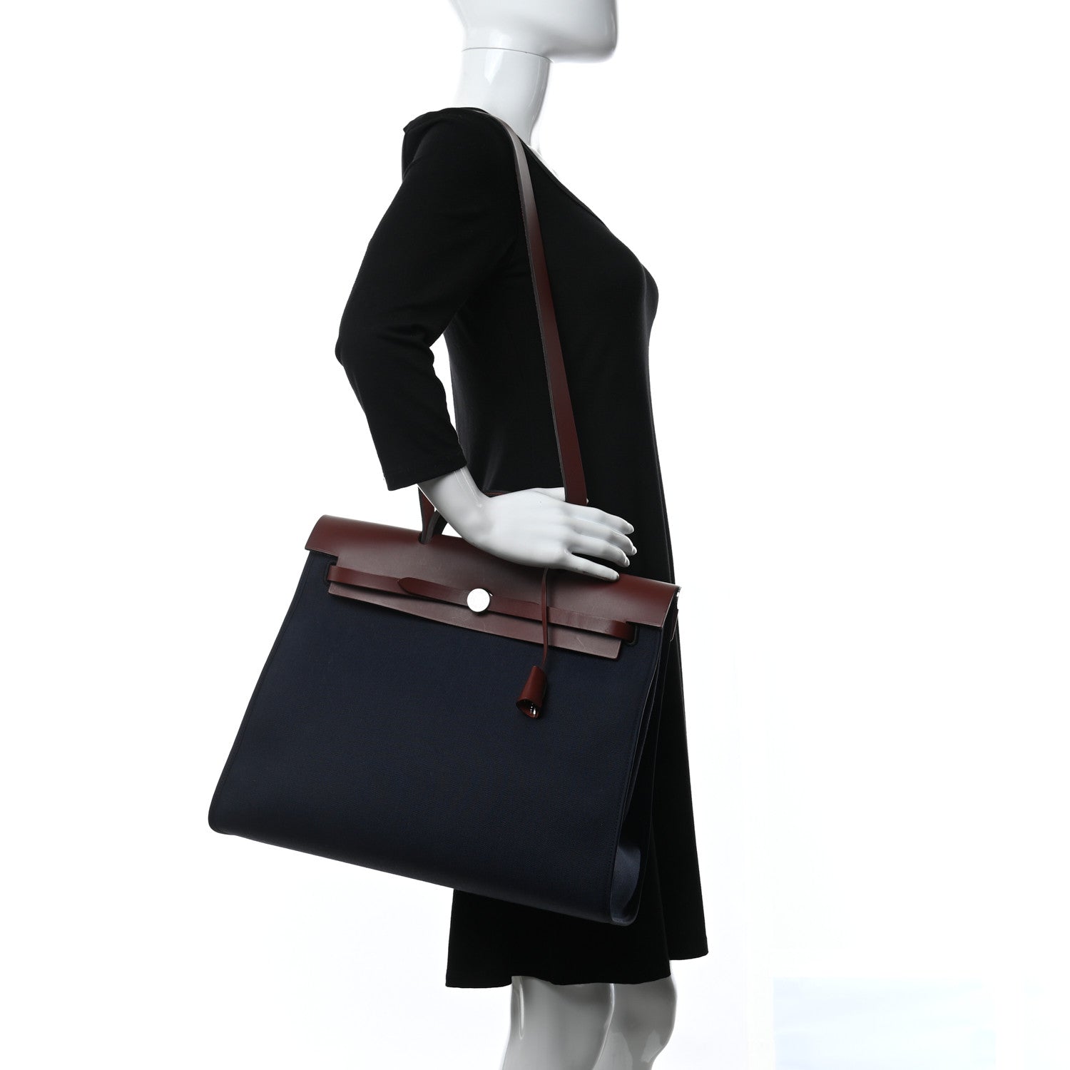 Hermes Toile Vache Hunter Herbag Zip 39 MM Bleu Marine Rouge H 2 of 11