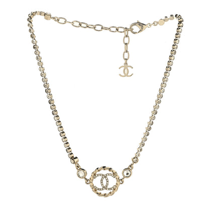 Chanel Metal Crystal CC Choker Necklace Gold 3 of 5