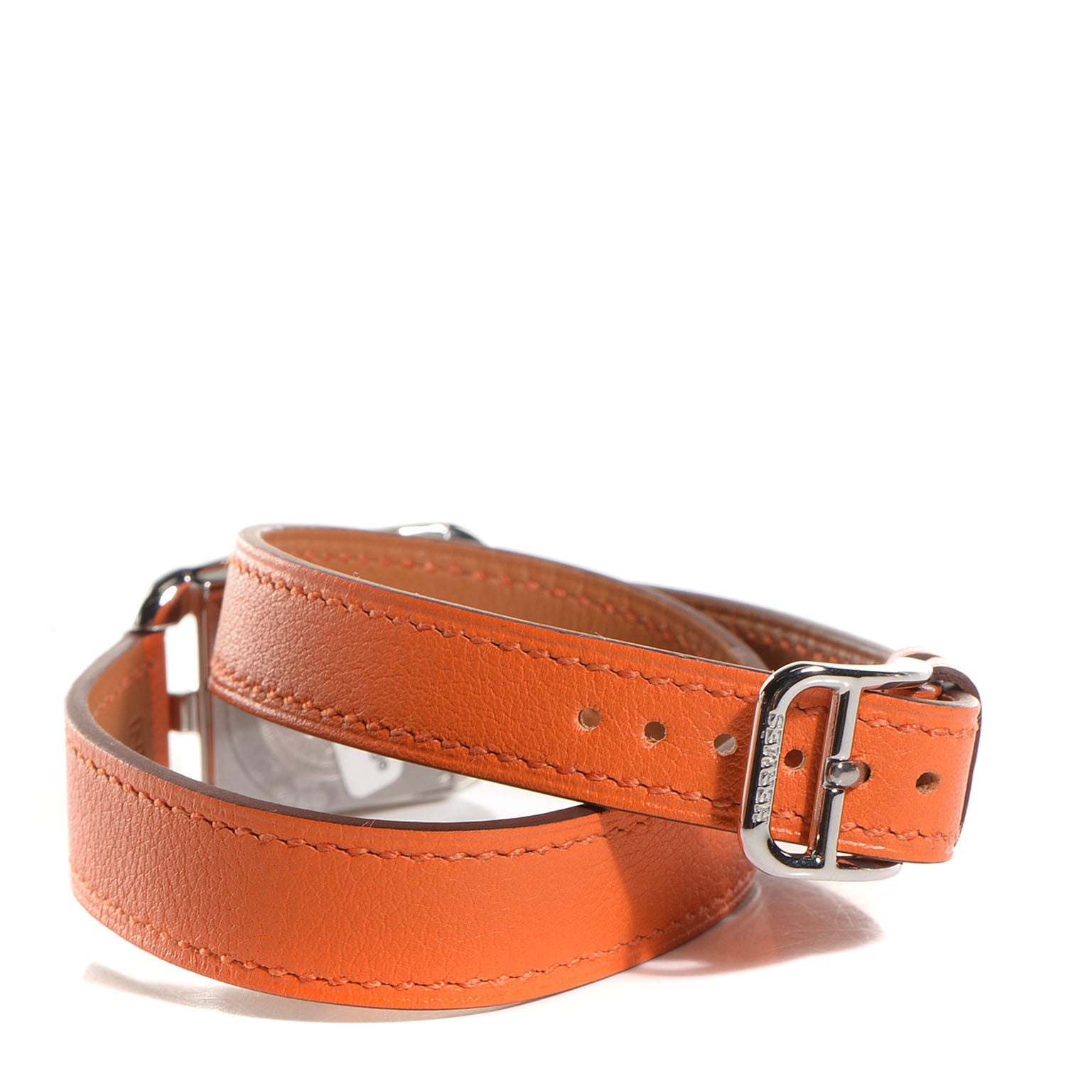 Hermes Stainless Steel Swift 23mm Cape Cod Double Tour Quartz Watch Orange 5 of 8