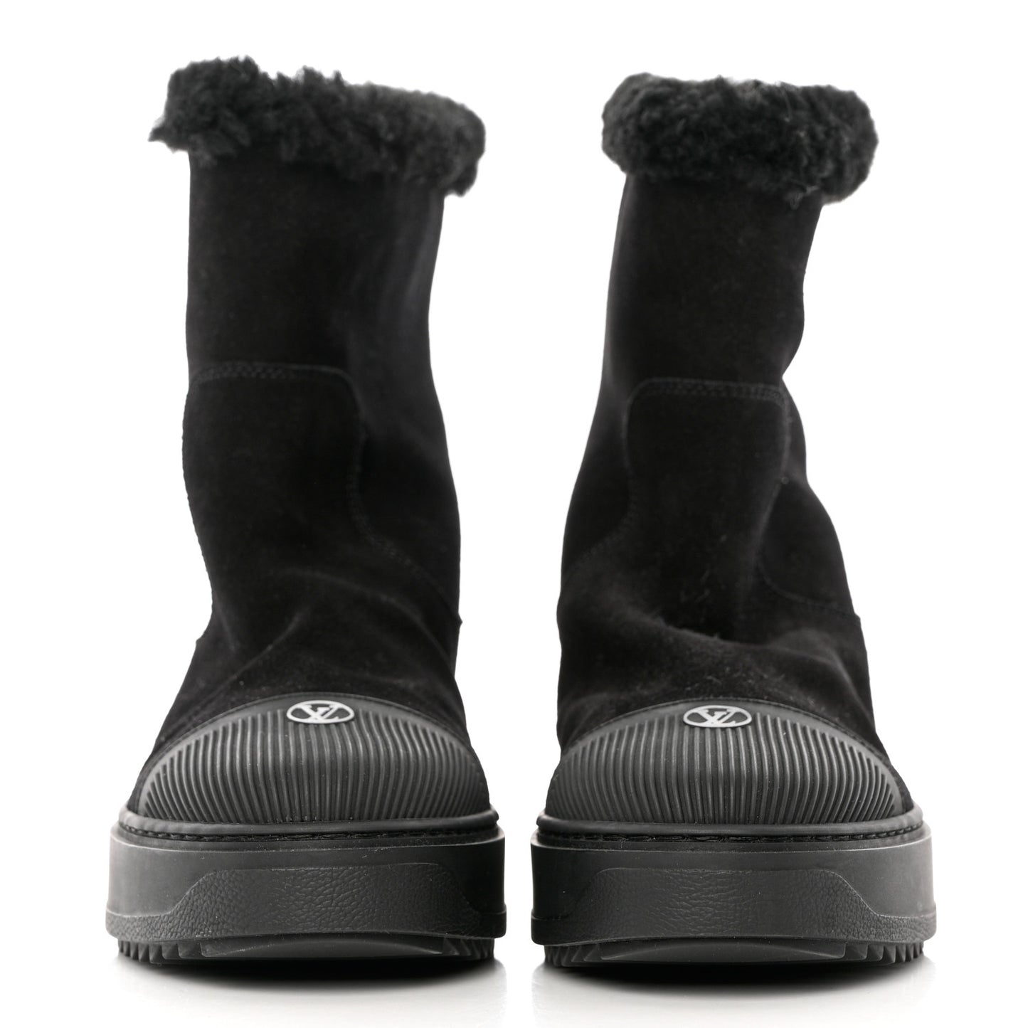 Suede Calfskin Monogram Breezy Flat Ankle Boots 36 Black