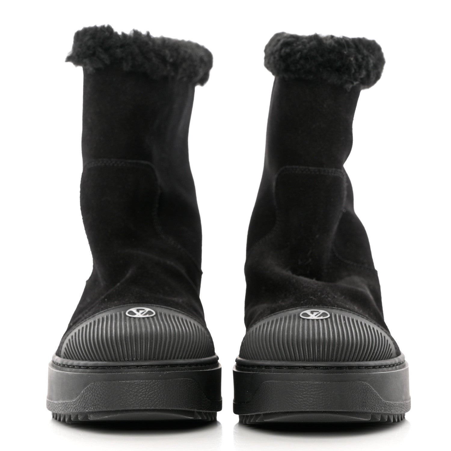 Louis Vuitton Suede Calfskin Monogram Breezy Flat Ankle Boots 36 Black 2 of 10