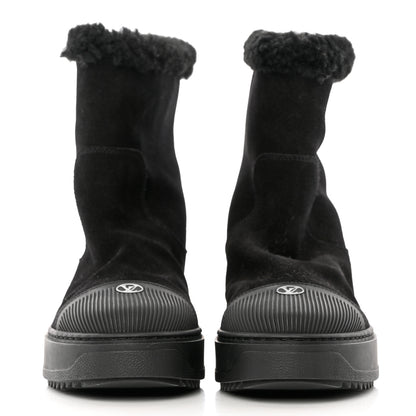 Louis Vuitton Suede Calfskin Monogram Breezy Flat Ankle Boots 36 Black 2 of 10