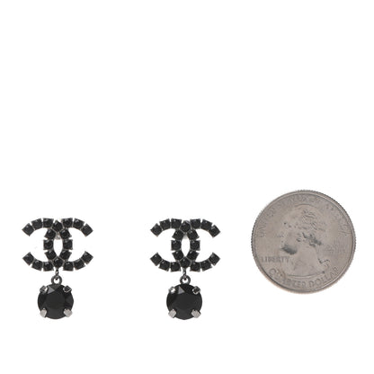 Chanel Ruthenium Crystal CC Drop Earrings Black 2 of 4