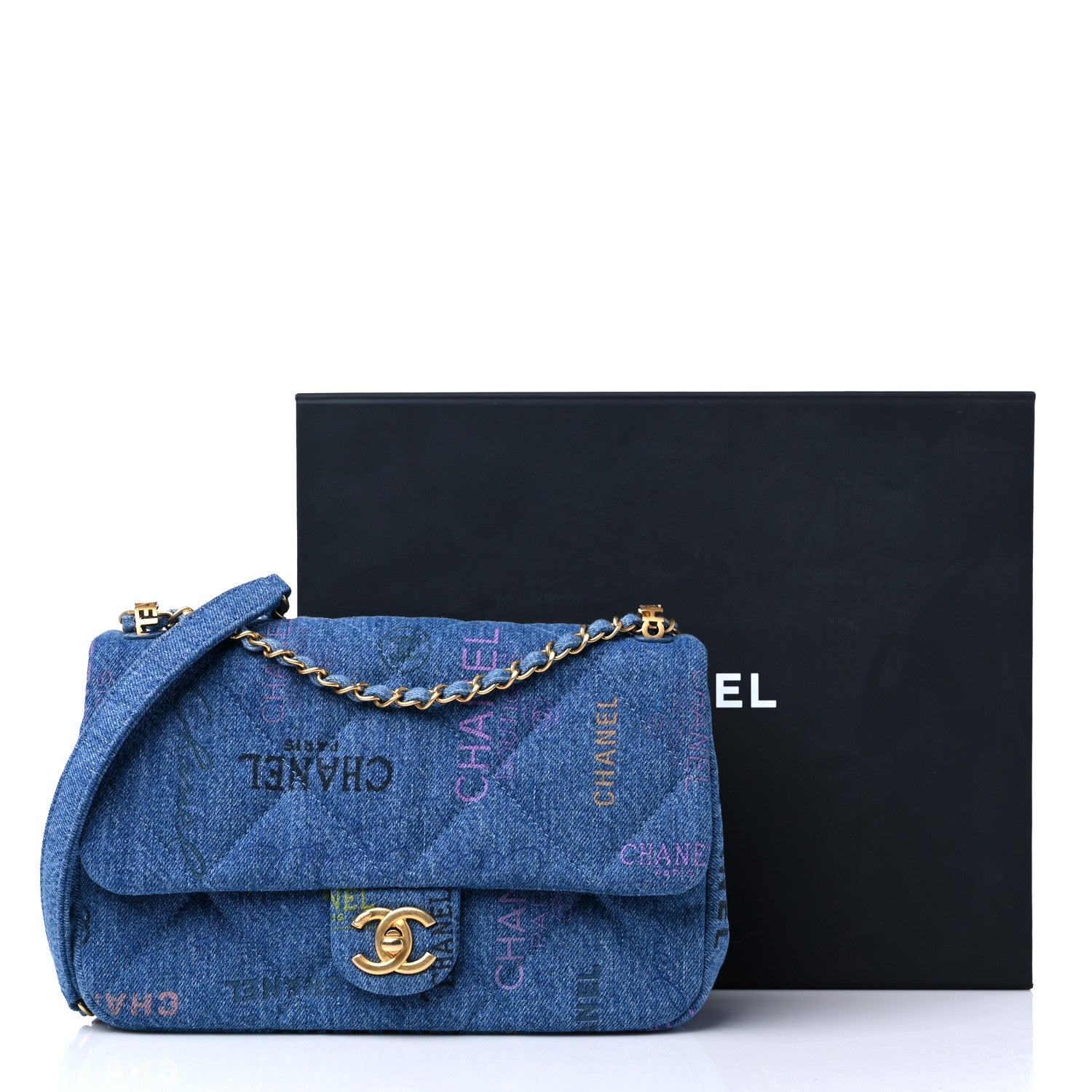 Chanel Denim Quilted Mini Denim Mood Rectangular Flap Blue Multicolor 10 of 10