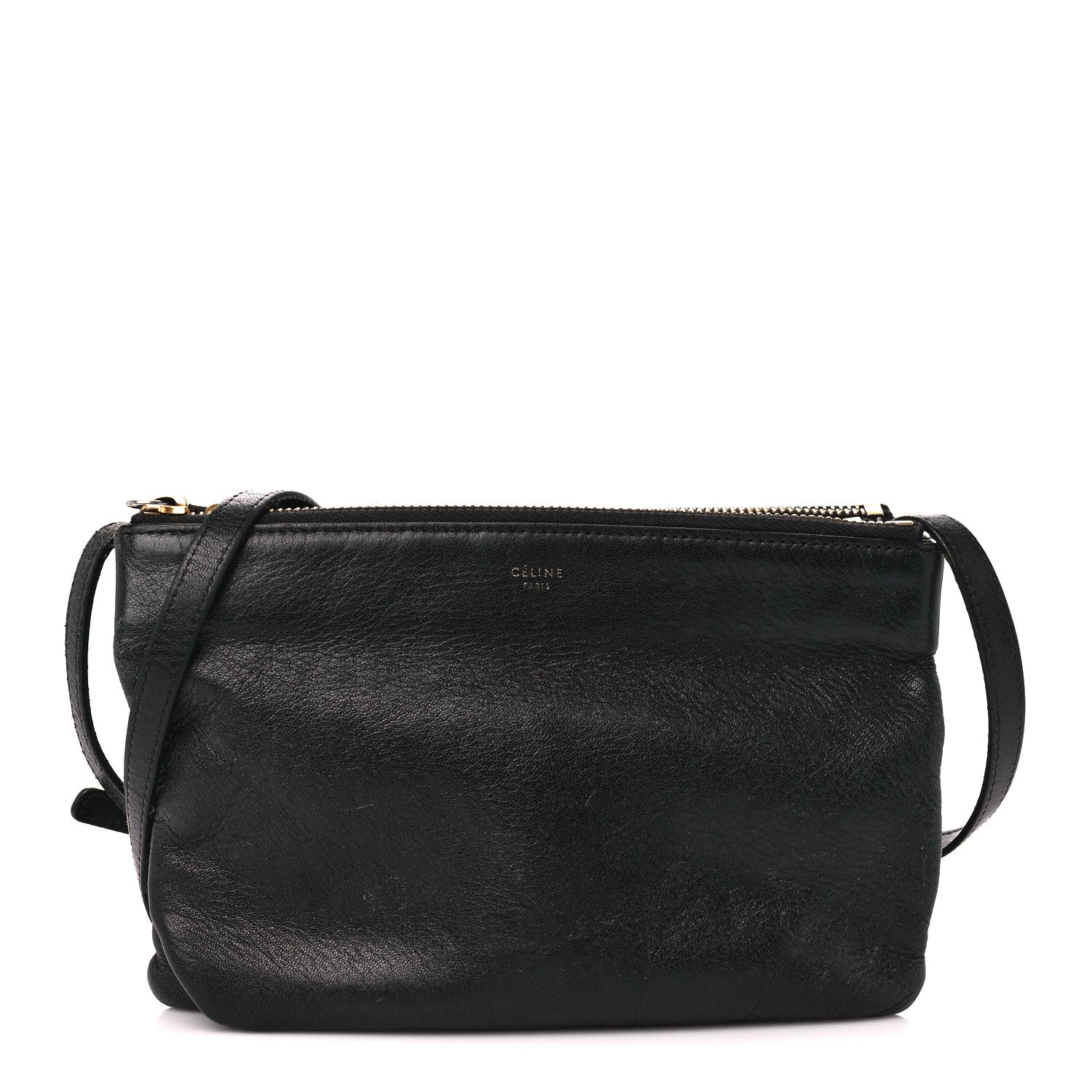Celine Lambskin Small Trio Crossbody Bag Black 1 of 12