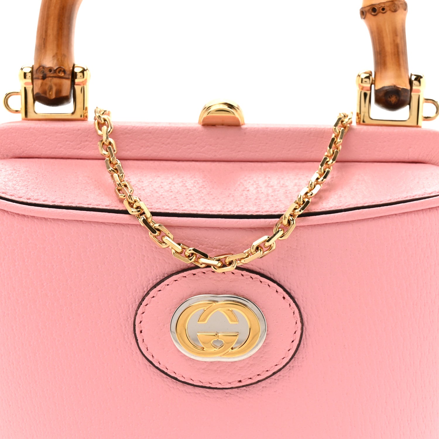 Gucci Textured Dollar Calfskin Bamboo Mini Marina Bucket Bag Wild Rose 8 of 10