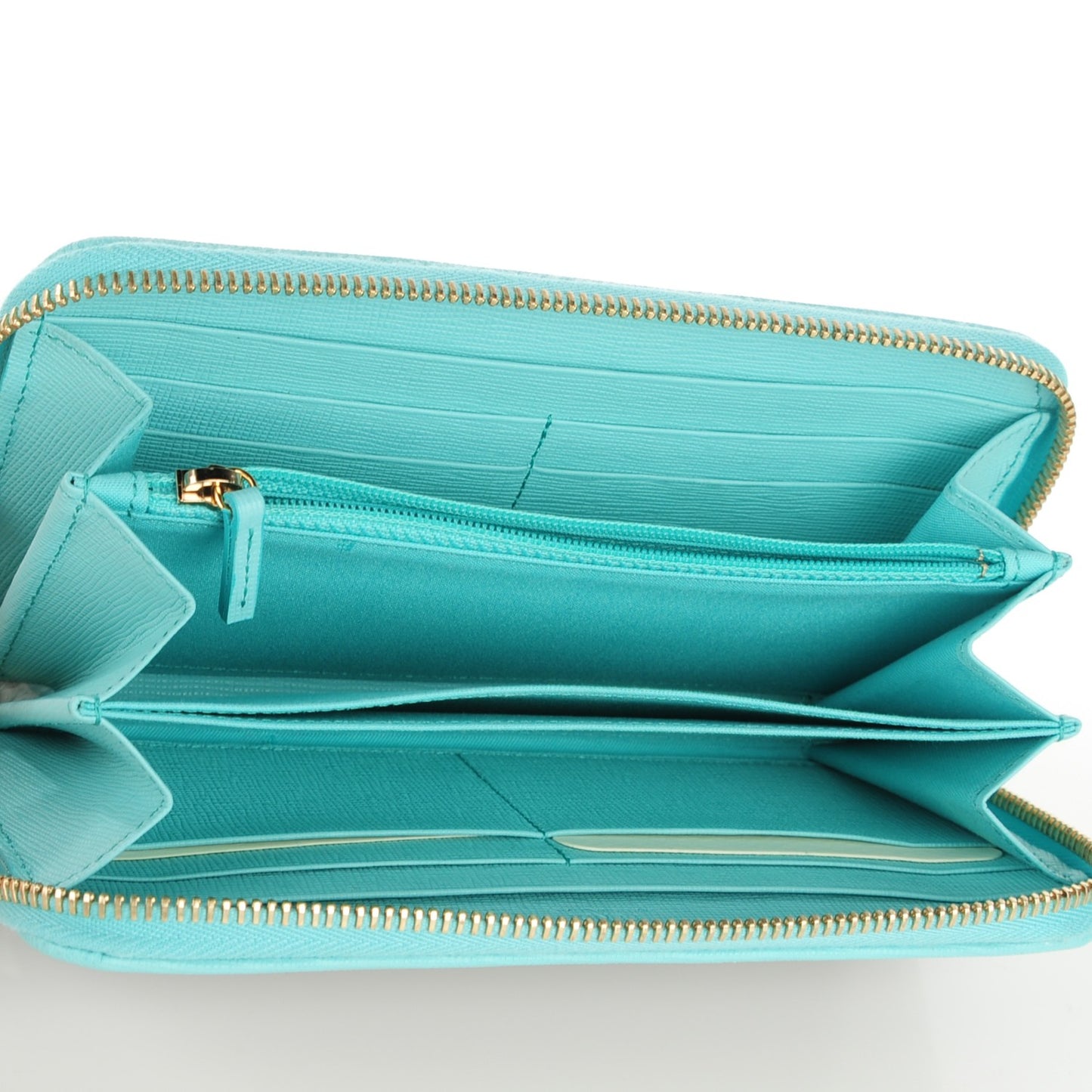 Zucca Spalmati Vitello Elite Zip Around Wallet Tobacco Turchese