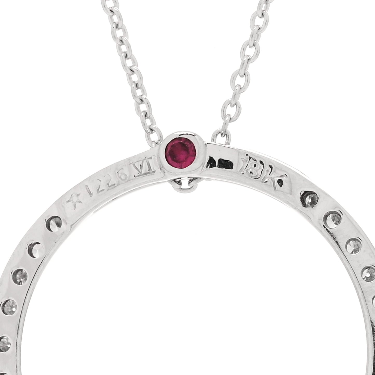 18K White Gold Diamond Medium Tiny Treasures Circle Pendant Necklace