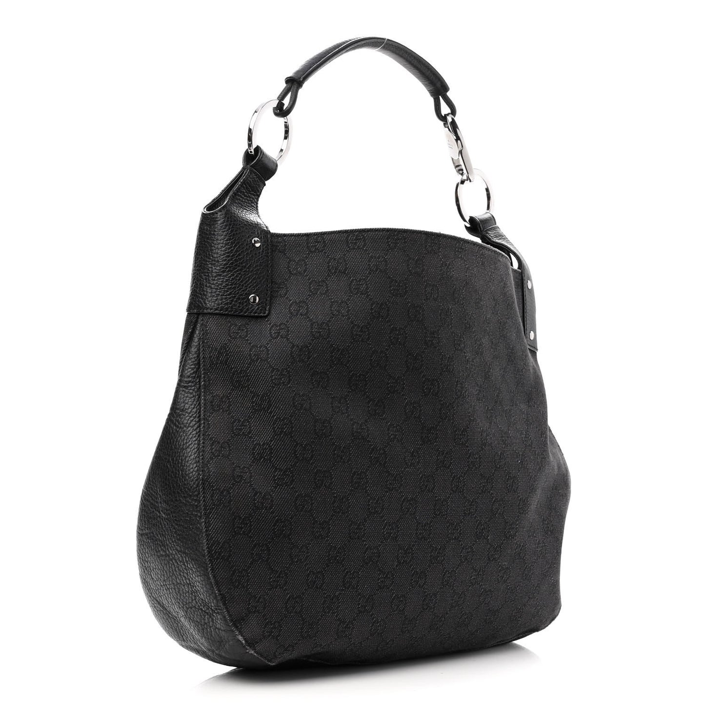Monogram Calfskin Horsebit Classic Ring Hobo Black