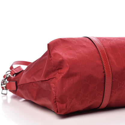 Gucci Nylon Monogram Dollar Calfskin Tote Vibrant Red 6 of 10