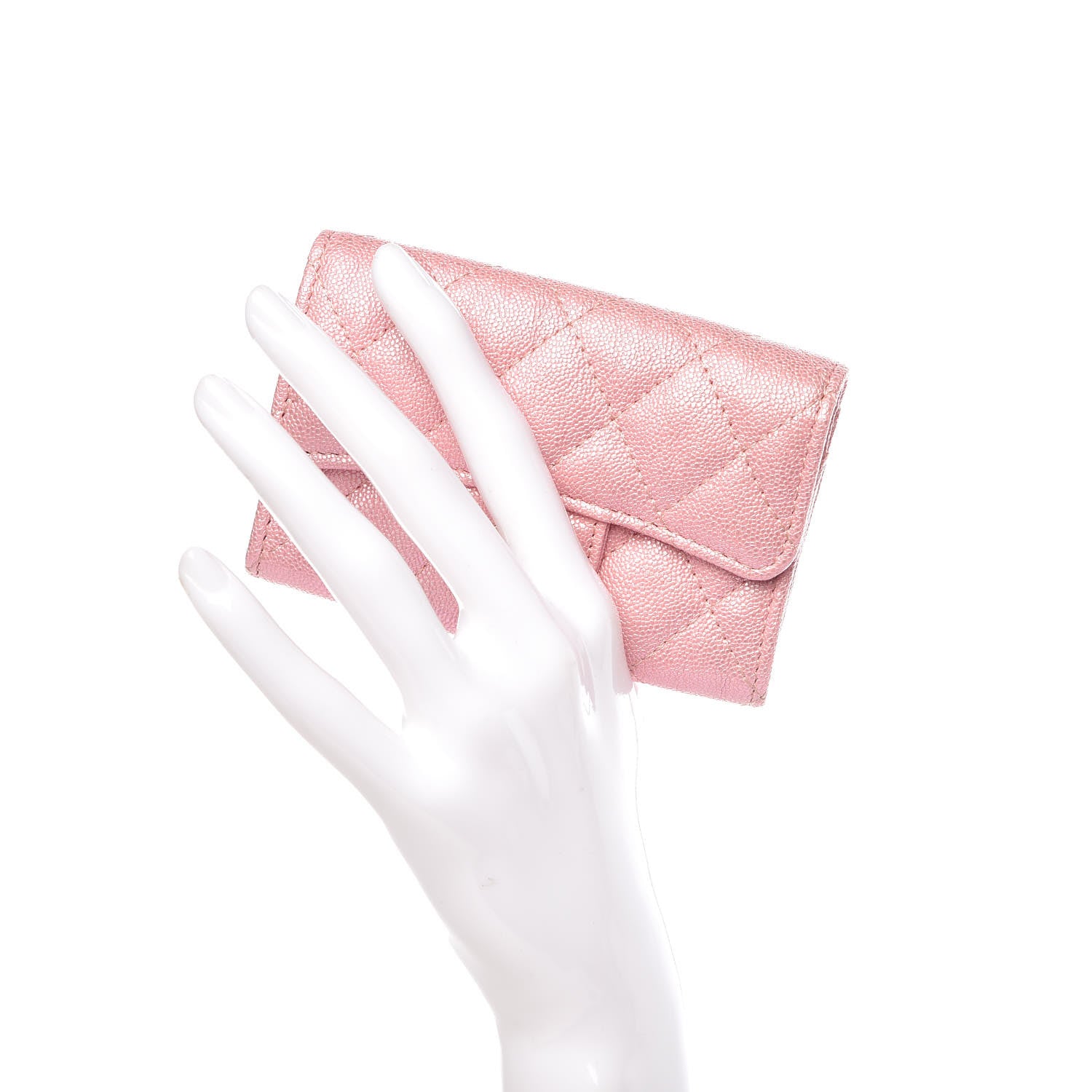 Chanel Iridescent Caviar Quilted Flap Card Holder Rose Pink 2 of 9