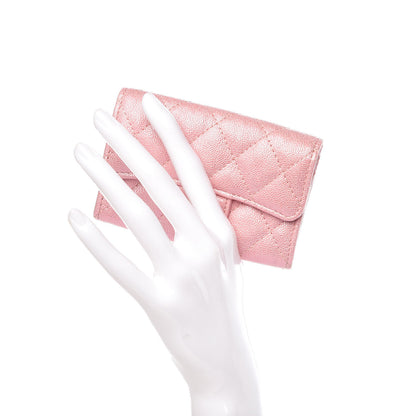 Chanel Iridescent Caviar Quilted Flap Card Holder Rose Pink 2 of 9