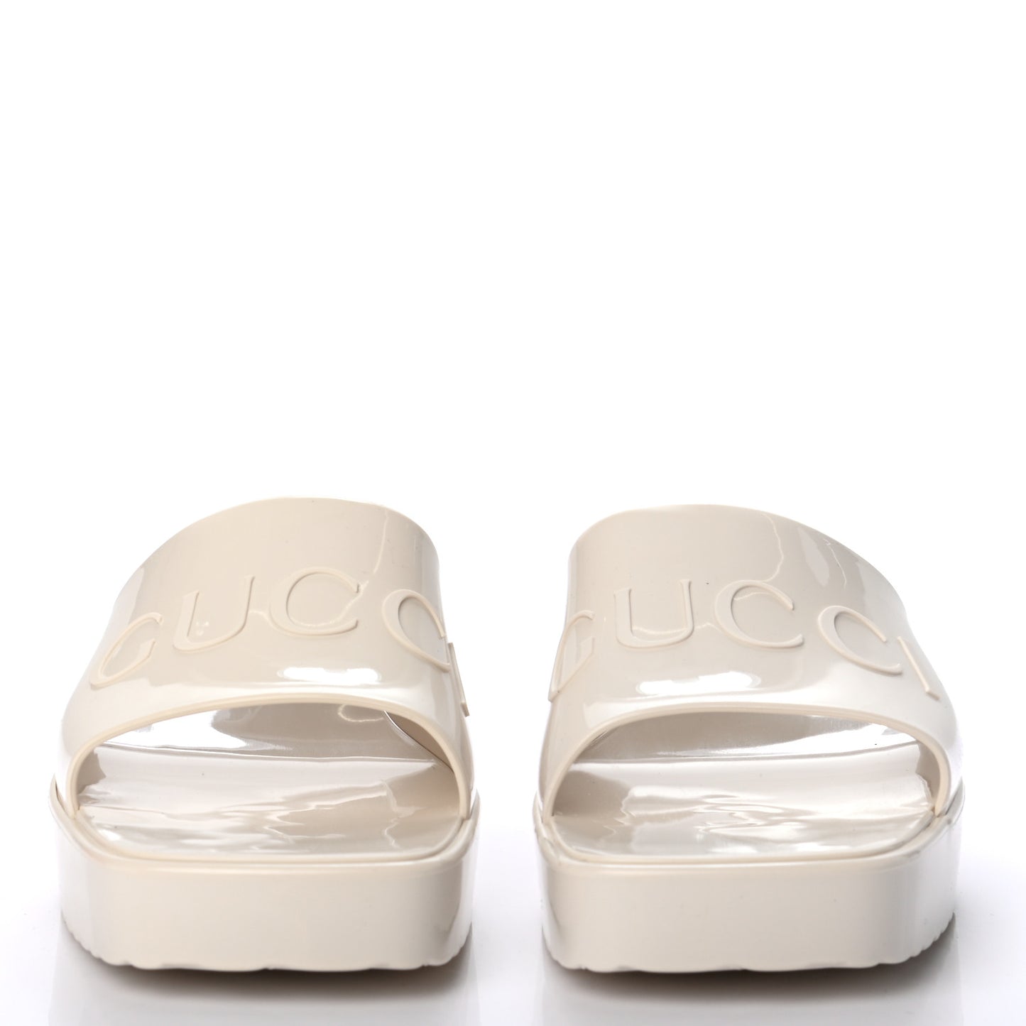 Rubber Gucci Logo Womens Platform 20/60mm Slide Sandals 36 Mystic White